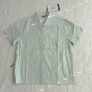 Topo Desigh Women's Light Mint Short Sleeve Snap Closure Shirt, 30+ UPF, Size M